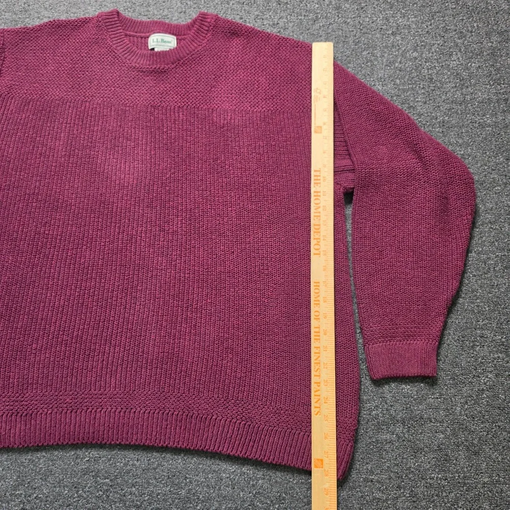 VTG LL Bean Fisherman Knit Sweater Burgundy Mens XL Cotton Blend Crewneck USA‎